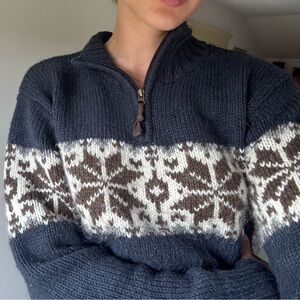 Women's Snowflake Pattern Quarter-Zip Sweater